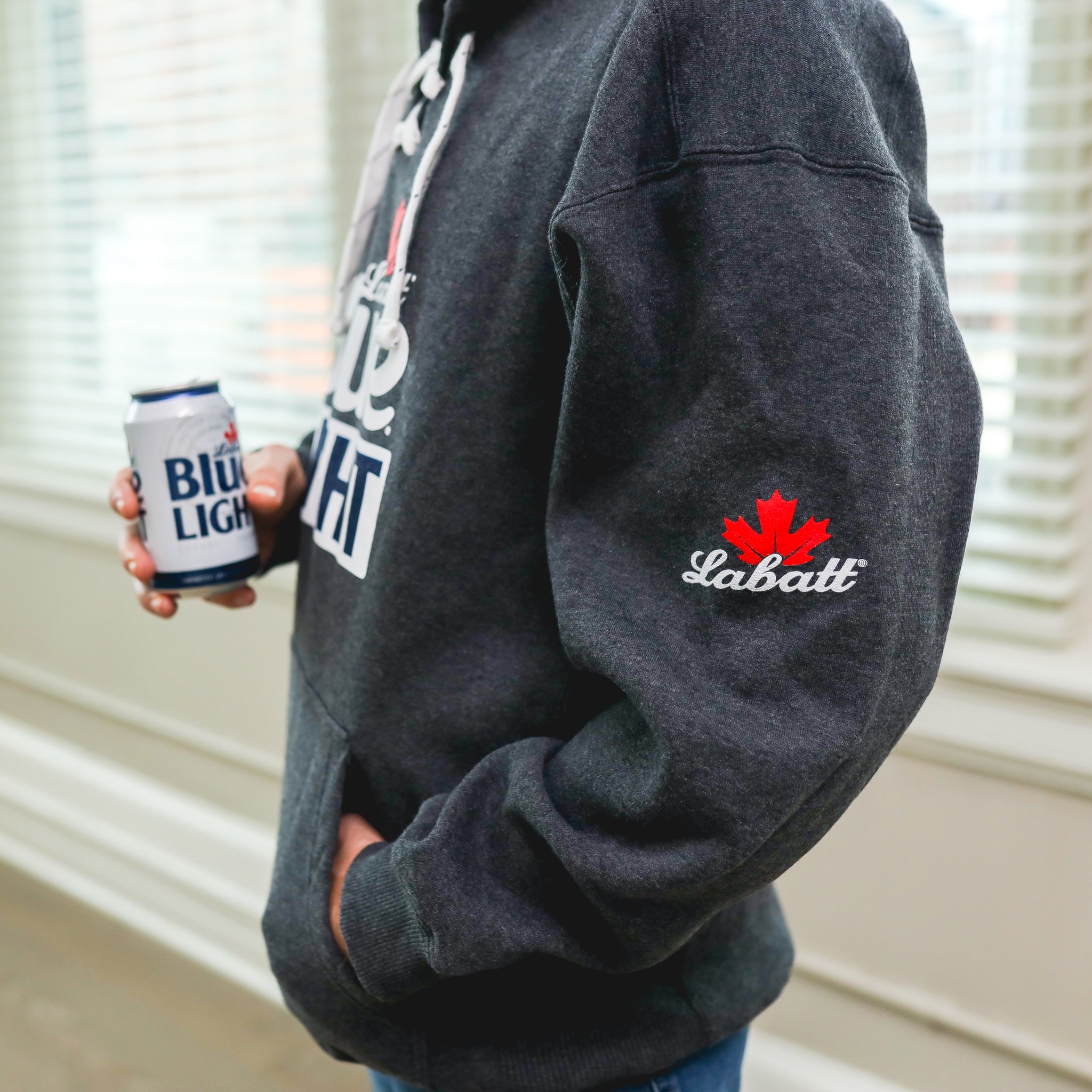 Labatt Blue Light Lace Neck Hoodie Shop Labatt USA